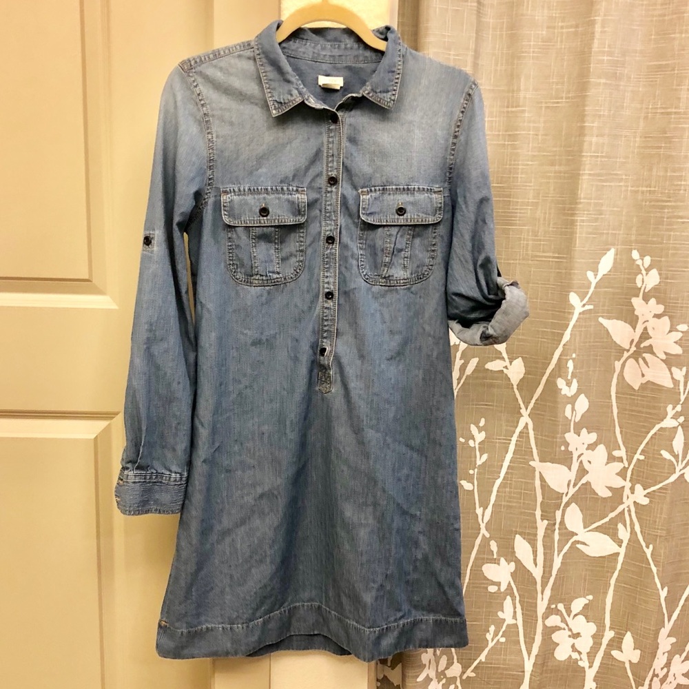 J. Crew Chambray Shirtdress with Tab Sleeves